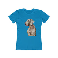 Weimaraner 'Rocky' Women's Slim Fit Ringspun Cotton T-Shirt (Colors: Solid Turquoise)