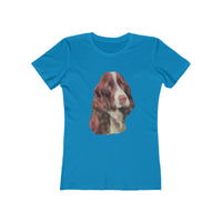 English Springer Spaniel - Women's Slim Fit Ringspun Cotton T-Shirt (Colors: Solid Turquoise)