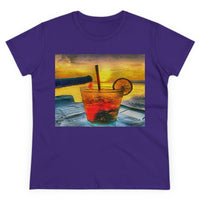 Sunset Cocktail Hour - Women's Midweight Cotton Tee (Color: Purple)