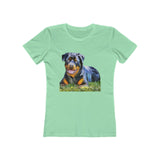 Rottweiler 'Lina' Women's Slim Fit Ringspun Cotton T-Shirt (Colors: Solid Mint)