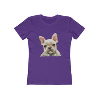 French Bulldog 'Bouvier' Women's Slim Fit Ringspun Cotton T-Shirt (Colors: Solid Purple Rush)