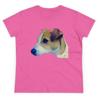 Parson Jack Russell Terrier Women's Midweight Cotton Tee (Color: Azalea)