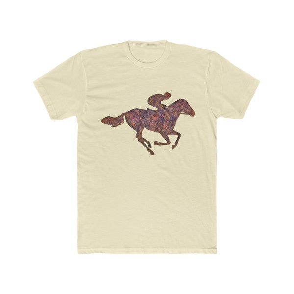 Race Horse - Men's Fitted Cotton Crew Tee (Color: Solid Natural)