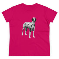 Great Dane 'Zeus' Women's Midweight Cotton Tee (Color: Heliconia)