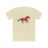 Horse 'Old Red' Men's FItted Cotton Crew Tee (Color: Solid Natural)