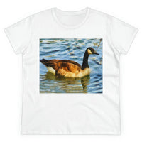 Canadian Geese Women's Midweight Cotton Tee (Color: White)