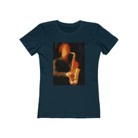 The Saxophonist - Women's Slim Fit Ringspun Cotton T-Shirt (Colors: Solid Midnight Navy)