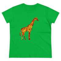 Giraffe 'Camile' Women's Midweight Cotton Tee (Color: Irish Green)