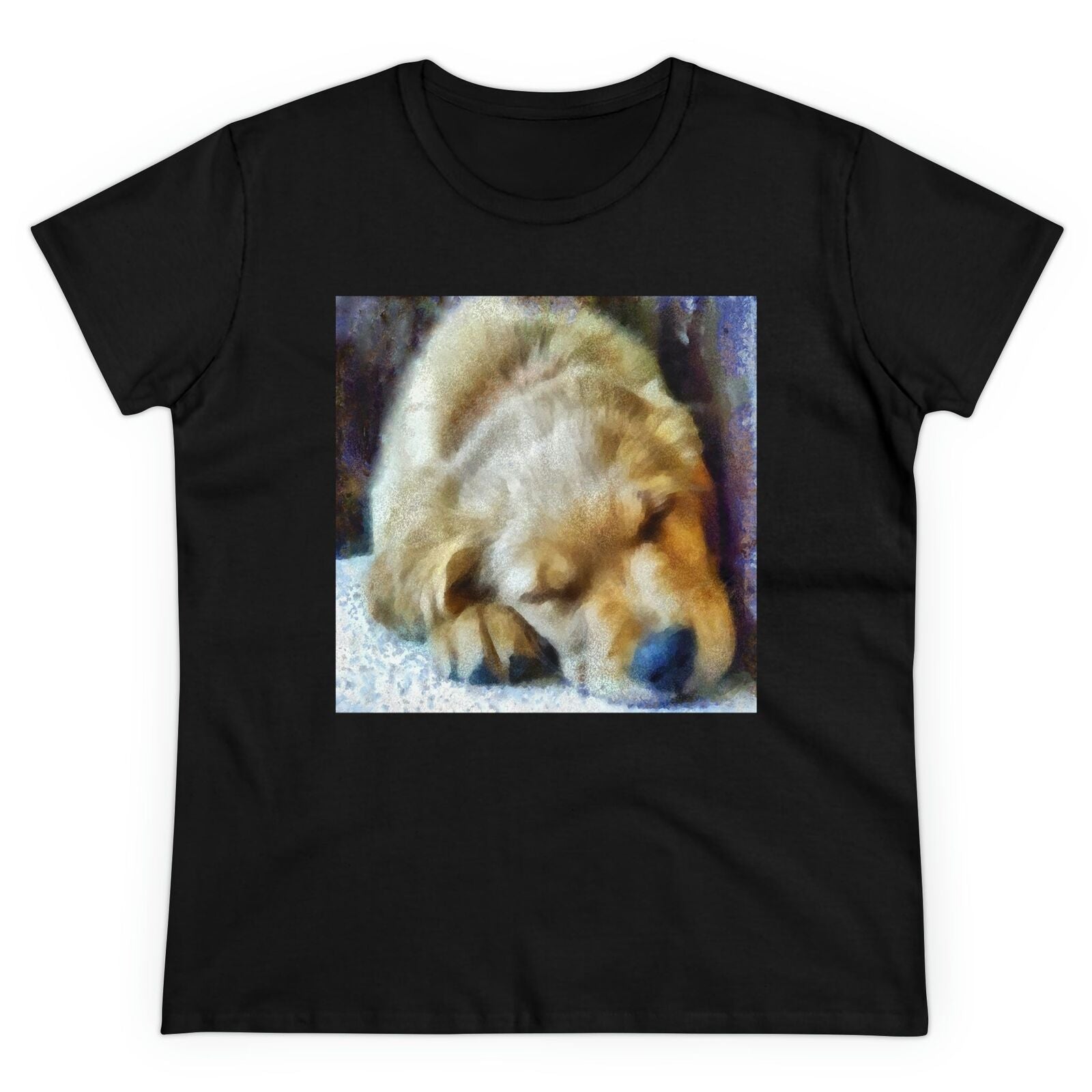 Golden Retriever 'Zucko' Women's Midweight Cotton Tee (Color: Black)