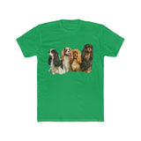 King Charles Spaniels 'Cavalier Club' Men's Fitted Cotton Crew Tee (Color: Solid Kelly Green)