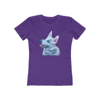 Norwegian Buhund - Women's Ringspun Slim Fit Cotton T-Shirt (Color: Solid Purple Rush)