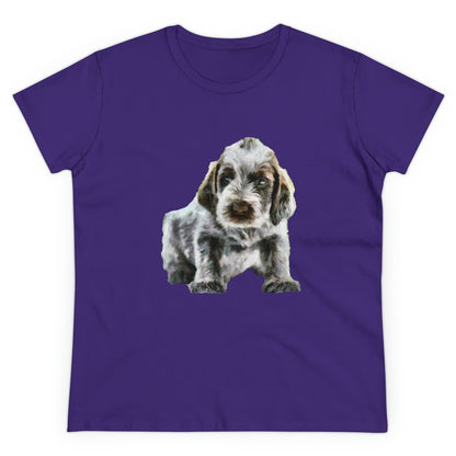 Spinone Italiano Women's Midweight Cotton Tee (Color: Purple)