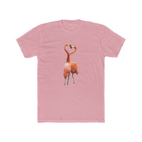 Flamingos 'Love Birds'  Men's Fitted Cotton Crew Tee (Color: Solid Light Pink)