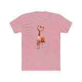 Flamingos 'Love Birds'  Men's Fitted Cotton Crew Tee (Color: Solid Light Pink)