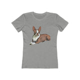 Boston Terrier 'Seely' - Women's Slim Fit Ringspun Cotton T-Shirt (Colors: Heather Grey)