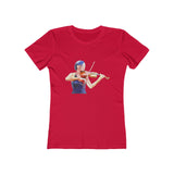 Violin 'The Bowist' - Women's Slim Fit Ringspun Cotton T-Shirt (Colors: Solid Red)