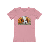Cavalier King Charles Spaniel Puppy - Women's Slim Fit Ringspun Cotton (Colors: Solid Light Pink)