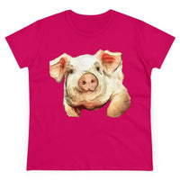 Pig 'Petunia' Women's Midweight Cotton Tee (Color: Heliconia)