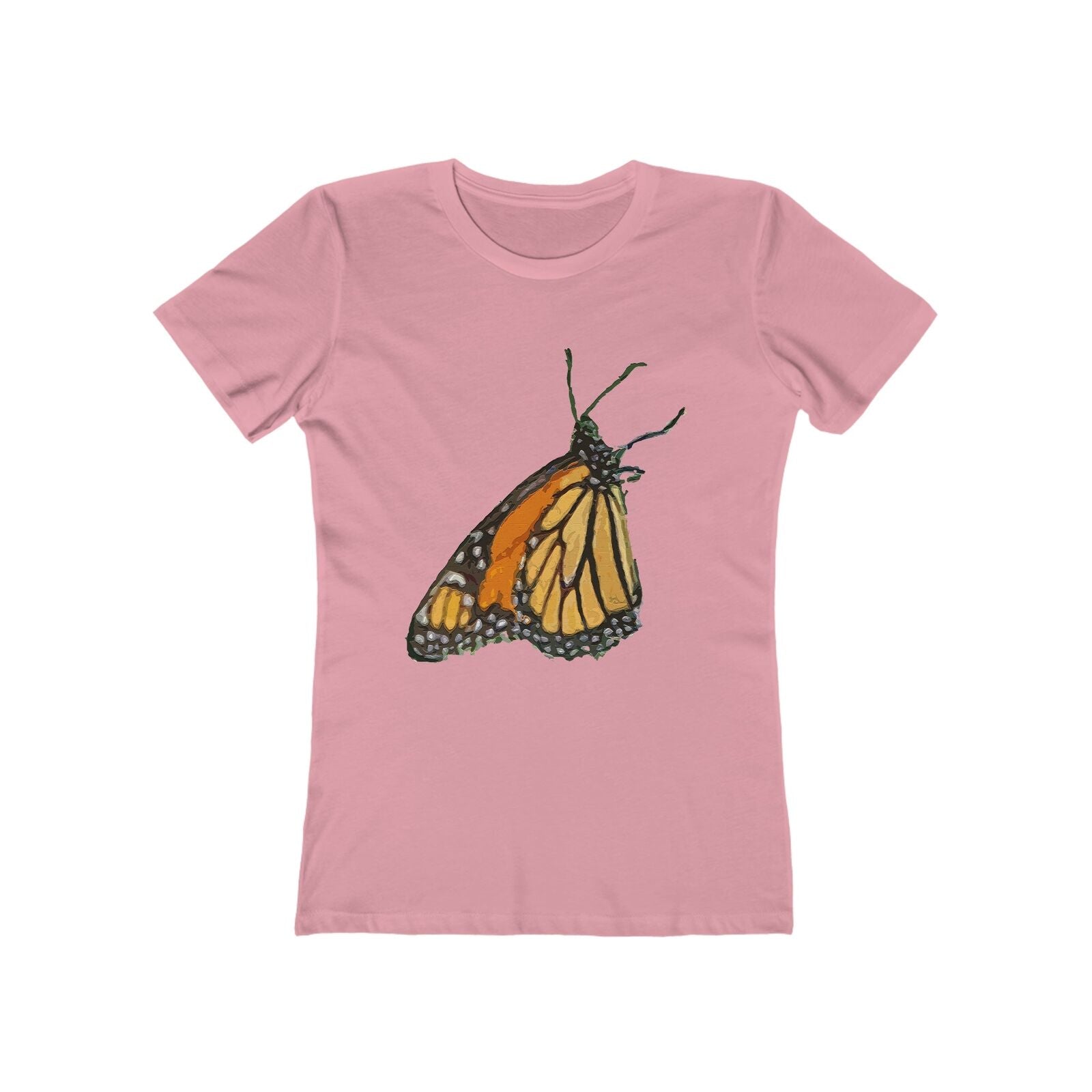 Monarch Butterfly - Women's Slim FIt Ringspun Cotton T-Shirt (Colors: Solid Light Pink)