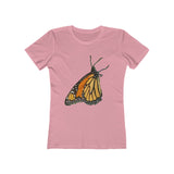 Monarch Butterfly - Women's Slim FIt Ringspun Cotton T-Shirt (Colors: Solid Light Pink)