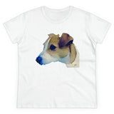 Parson Jack Russell Terrier Women's Midweight Cotton Tee (Color: White)