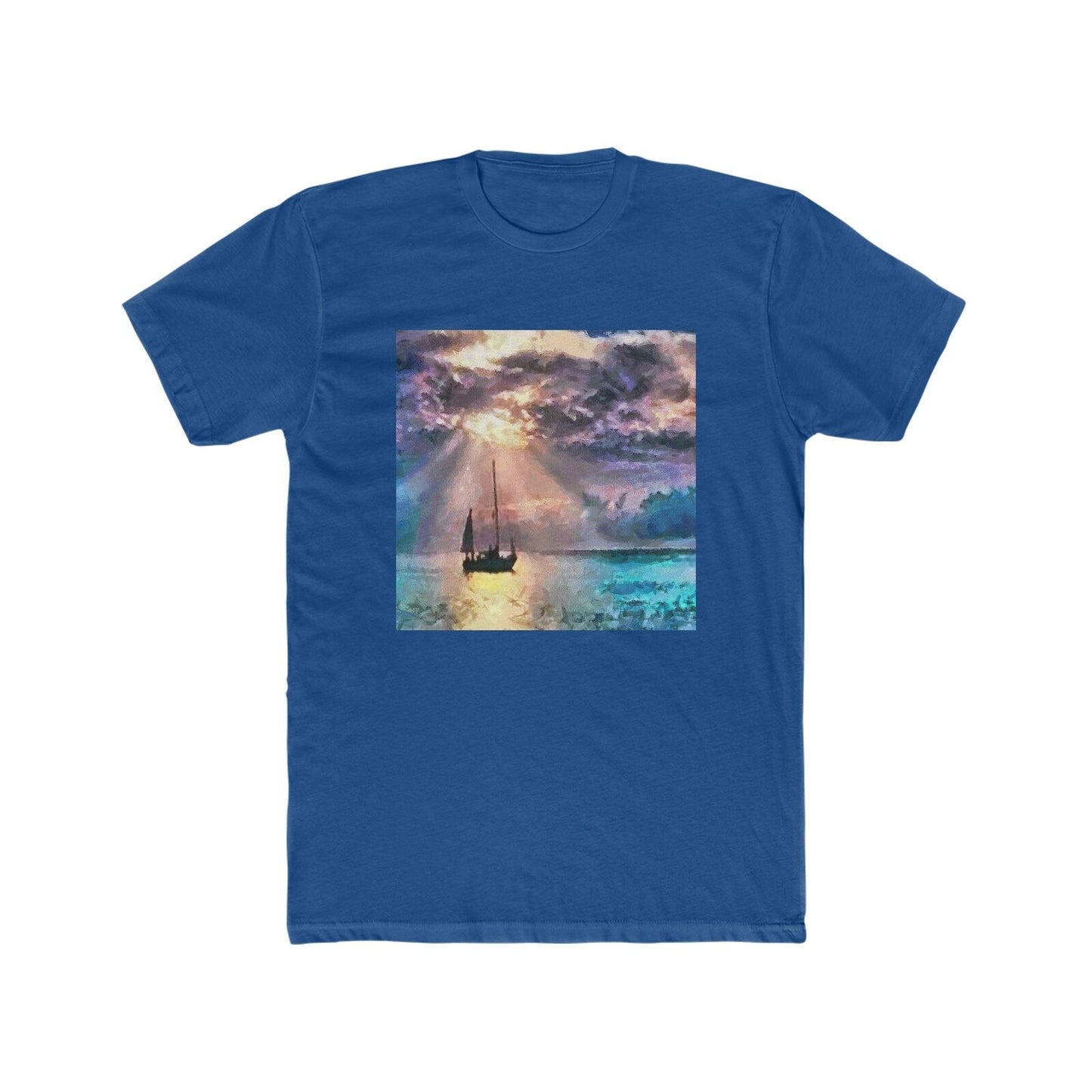 Greek Islands - Aegean Enchantment - Men's Fitted Cotton Crew Tee (Color: Solid Royal)