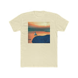 Kastro Sunset (Sifnos, Greece) Men's Fitted Cotton Crew Tee (Color: Solid Natural)