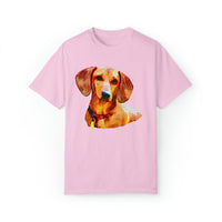 Dachshund 'Daisey' Unisex Relaxed Fit Garment-Dyed T-shirt (Color: Blossom)