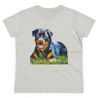 Rottweiler 'Lina; Women's Midweight Cotton Tee (Color: Ash)