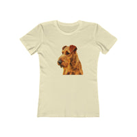 Irish Terrier 'Jocko' Women's Slim Fit Ringspun Cotton T-Shirt (Colors: Solid Natural)