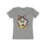 Siberian Husky 'Sacha' -  Women's Slim Fit Ringspun Cotton T-Shirt (Colors: Heather Grey)