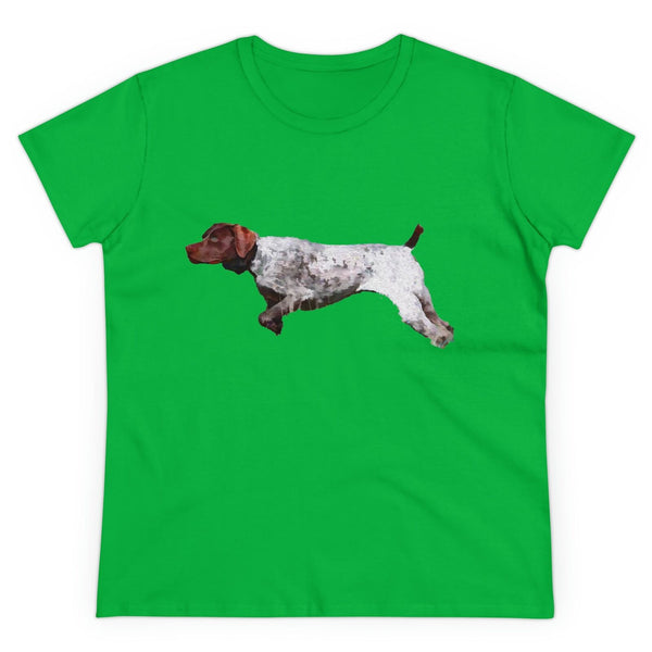 German Shorthaired Pointer 'On Point' Women's Midweight Cotton Tee (Color: Irish Green)