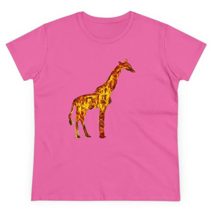 Giraffe 'Camile' Women's Midweight Cotton Tee (Color: Azalea)
