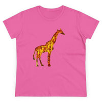 Giraffe 'Camile' Women's Midweight Cotton Tee (Color: Azalea)