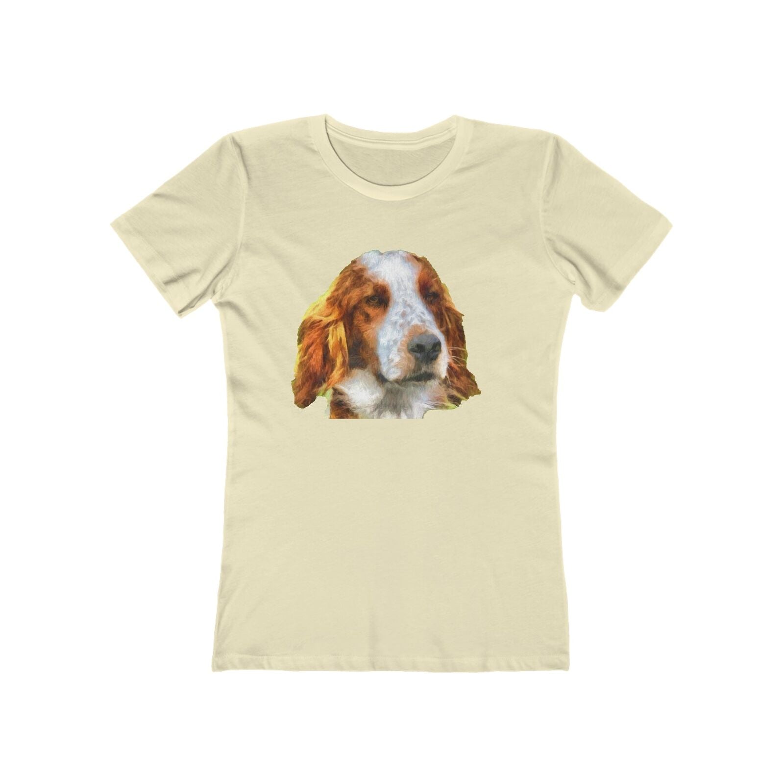 Irish Red & White Setter - Women's Slim Fit Ringspun Cotton T-Shirt (Colors: Solid Natural)