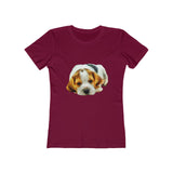 English Foxhound 'Sasha' Women's Slim Fit Ringspun Cotton T-Shirt (Colors: Solid Cardinal Red)