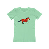 Horse 'Old Red' Women's Slim Fit Ringspun Cotton T-Shirt (Colors: Solid Mint)