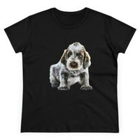 Spinone Italiano Women's Midweight Cotton Tee (Color: Black)