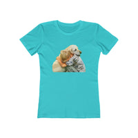 Yellow Labrador Retriever - Women's Slim Fit Ringspun Cotton T-Shirt (Colors: Solid Tahiti Blue)