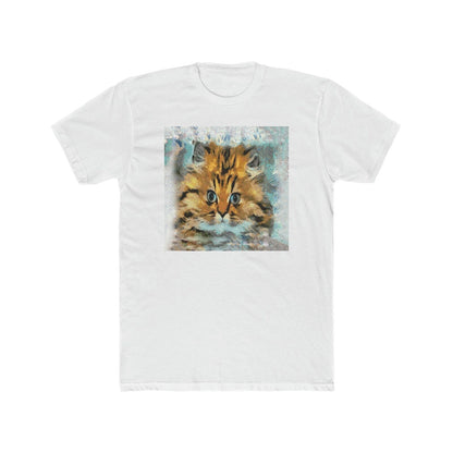 Fat Cat - Men's Fitted Cotton Crew Tee (Color: Solid White)