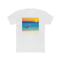Blue Heron in Sunset - Men's Cotton Crew Tee (Color: Solid White)