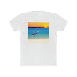Blue Heron in Sunset - Men's Cotton Crew Tee (Color: Solid White)