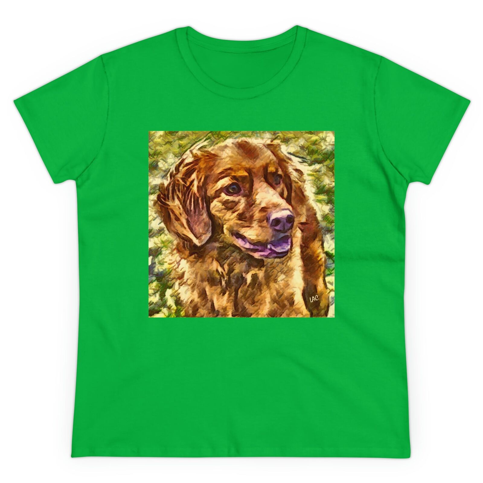 Nova Scotia Duck Tolling Retriever Women's Midweight Cotton Tee (Color: Irish Green)