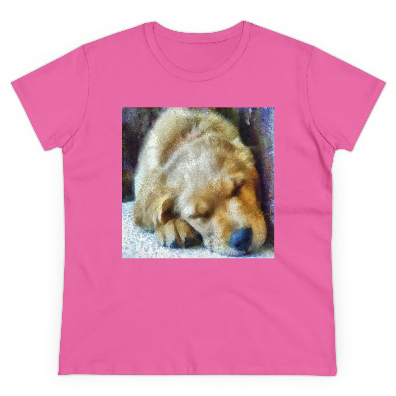 Golden Retriever 'Zucko' Women's Midweight Cotton Tee (Color: Azalea)