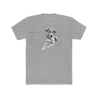 Harlequin Great Dane 'Leonid' Men's Fitted Cotton Crew Tee (Color: Heather Grey)