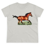 Horse 'Sam' Women's Midweight Cotton Tee (Color: Ash)