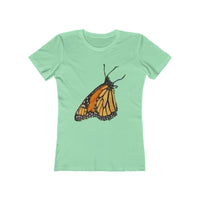 Monarch Butterfly - Women's Slim FIt Ringspun Cotton T-Shirt (Colors: Solid Mint)