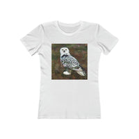 Snowy White Owl - Women's Slim Fit Ringspun Cotton T-Shirt (Colors: Solid White)