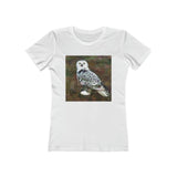 Snowy White Owl - Women's Slim Fit Ringspun Cotton T-Shirt (Colors: Solid White)