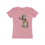 Weimaraner 'Rocky' Women's Slim Fit Ringspun Cotton T-Shirt (Colors: Solid Light Pink)